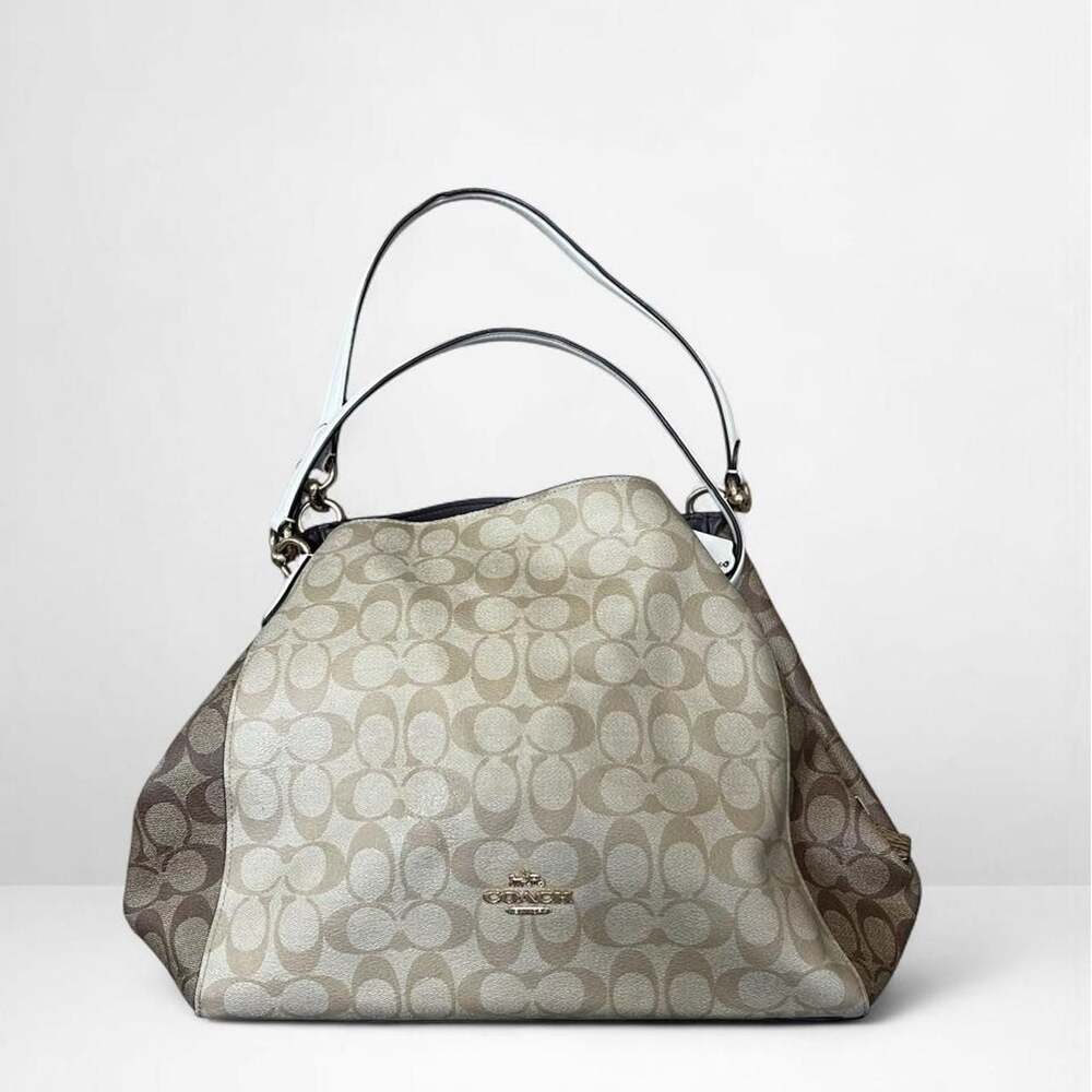 Coach Signature Gallery Tote Shoulder Bag Khaki Chalk